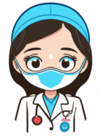 Female doctor in a medical mask. illustration in cartoon style. Generative AI png