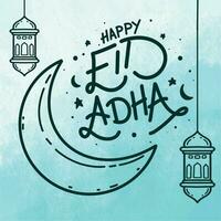 Happy eid adha vector with line art style