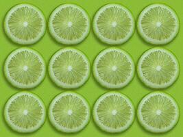 Lemon fruits slice seamless pattern with green background image photo