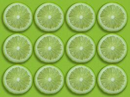 Lemon fruits slice seamless pattern with green background image photo