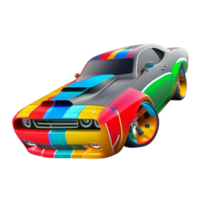 vistoso carrera coche arco iris fumar ai generado png