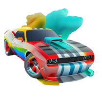 Colorful Race Car Rainbow Smoke png