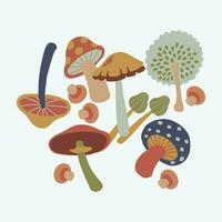 Illustration of Different Mushrooms Vector