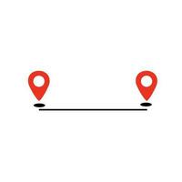 Black route tracking icon. Simple 2 pins path. Searching global mobile GPS navigation. Line distance illustration isolated on white vector