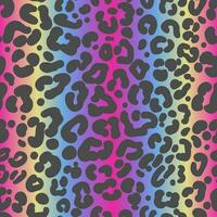 Rainbow leopard seamless pattern. Bright colored spotted background. Vector rainbow animal print.