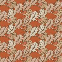 Seashells retro cartoon seamless pattern. Flat vector seashells on orange background. Perfect for kids textile, wallpaper, wrapping, background, interior decor.