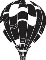 Vector black hot air balloon flat silhouette style isolated on white background