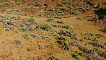aereo Visualizza di il teide nazionale parco, volo al di sopra di un' deserto roccioso superficie, Visualizza di il montagne. Marte superficie concetto video