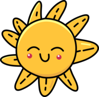 Cute sun cartoon doodle element png