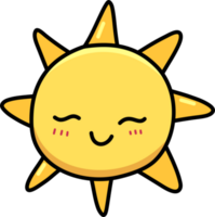 Cute sun cartoon doodle element png