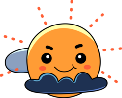 Cute sun cartoon doodle element png