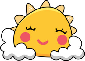 Cute sun cartoon doodle element png