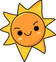 söt Sol tecknad serie klotter element png
