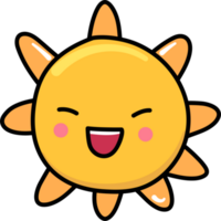 Cute sun cartoon doodle element png