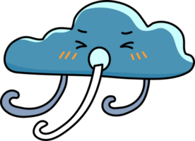 Cute cloud doodle illustration element png