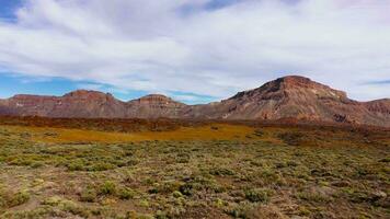 Aerial view of solidified lava and sparse vegetation in the Teide National Park. Tenerife, Canary Islands video