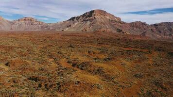 Aerial view of solidified lava and sparse vegetation in the Teide National Park. Tenerife, Canary Islands video