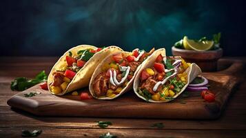 mexicano tacos, parte superior ver ai generado foto