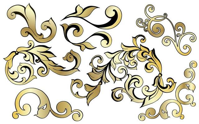 Vector damask vintage baroque scroll ornament swirl. Victorian monogram heraldic shield swirl. Retro floral leaf pattern border foliage antique  acanthus calligraphy engraved tattoo.Tile decor element