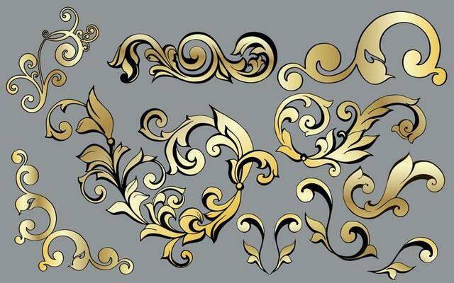 Vector damask vintage baroque scroll ornament swirl. Victorian monogram heraldic shield swirl. Retro floral leaf pattern border foliage antique  acanthus calligraphy engraved tattoo.Tile decor element