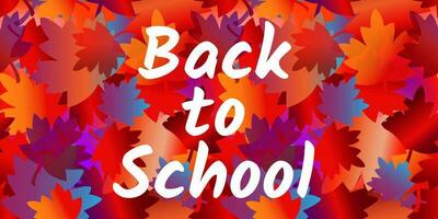 Back to school text. Vector lettering on autumn background.  Banner design. Back to school background.