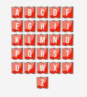 Alphabet button icon vector, red square button icon set. vector