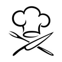 Chef's hat, knife and fork symbol vector