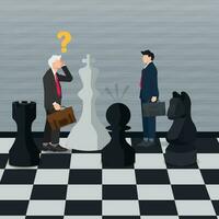 Businessman with the chess king was desperate. Business strategy concept design vector illustration