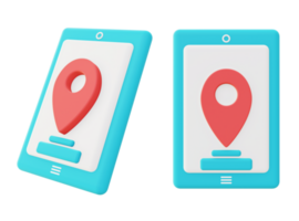 3d illustration icon of digital map pointer for UI UX web mobile app social media ads png