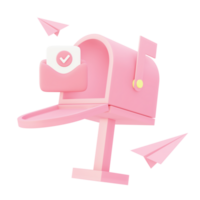 3d illustration icon of Mail Box with paper plane for UI UX web mobile app social media ads png