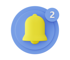 3d illustration icon of Bell with notification for UI UX web mobile app social media ads png