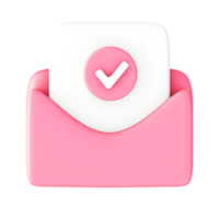3d illustrazione icona di rosa e-mail con lista di controllo per ui UX ragnatela mobile App sociale media Annunci png