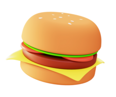 3d illustration icon of burger fast food for UI UX web mobile app social media ads png