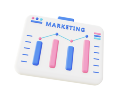 3d illustration icon of Marketing growth bar graph for UI UX web mobile app social media ads png