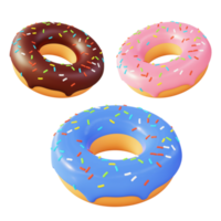 3d illustration icon of colorful tasty donut for UI UX web mobile app social media ads png