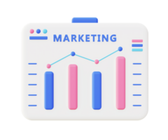 3d illustration icon of Marketing growth graph for UI UX web mobile app social media ads png