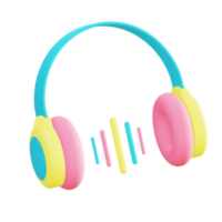 3d illustration icône de coloré casque de musique côté pour ui ux la toile mobile app social médias les publicités png