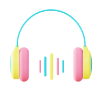 3d illustration icône de coloré casque de musique pour ui ux la toile mobile app social médias les publicités png