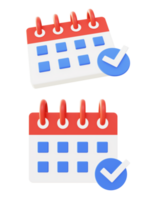 3d illustration icon of red calendar checklist for UI UX web mobile app social media ads png