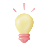 3d illustration icon of light bulb lamp for UI UX web mobile app social media ads png