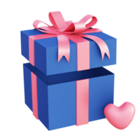 3d ilustración icono de regalo caja con corazón para ui ux web móvil aplicación social medios de comunicación anuncios png