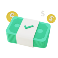 3d illustration icon of money and coin for UI UX web mobile app social media ads png