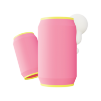 3d illustration icon of pink soda can for UI UX web mobile app social media ads png