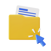 3d illustration icon of Folder with file click for UI UX web mobile app social media ads png