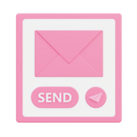 3d illustration icon of pink sending mail for UI UX web mobile app social media ads png