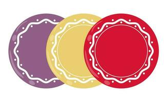 a set of painted plates in a row vector