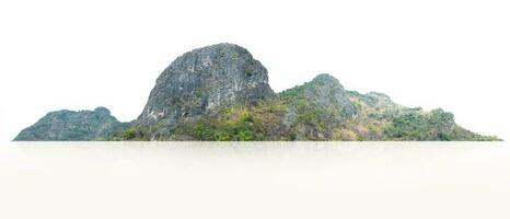 rock mountain hill with green forest isolate on white background photo