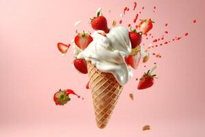 Strawberry ice cream. Illustration photo