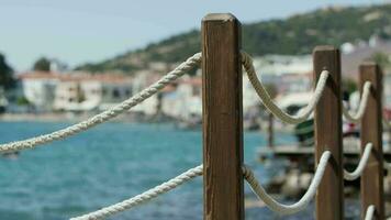 Fence made of rope and wood Near the Sea video