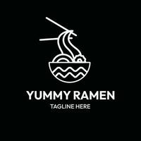 yummy ramen line art outline logo vector